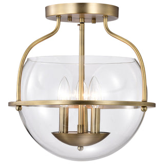 Amado Three Light Semi Flush Mount in Vintage Brass