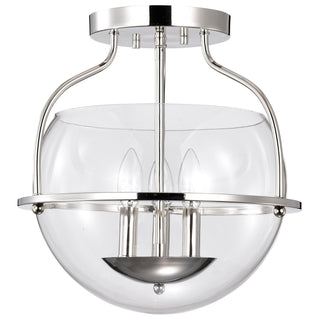 Amado Three Light Semi Flush Mount in Polished Nickel