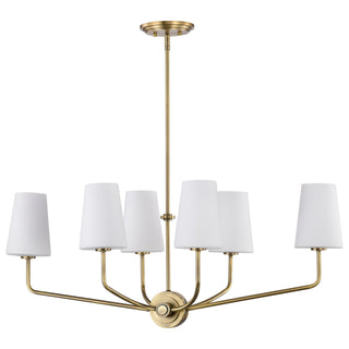 Cordello Six Light Island Pendant in Vintage Brass