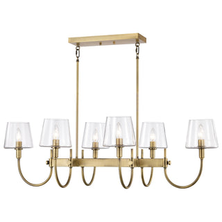 Brookside Six Light Island Pendant in Vintage Brass