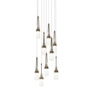 Hubbardton Forge - 131100-SKT-LONG-05-YG0434 - Link 9-Light Blown Glass Pendant - Link - Bronze