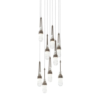 Hubbardton Forge - 131100-SKT-LONG-05-YJ0434 - Link 9-Light Blown Glass Pendant - Link - Bronze