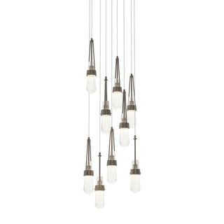 Hubbardton Forge - 131100-SKT-LONG-07-YG0434 - Link 9-Light Blown Glass Pendant - Link - Dark Smoke