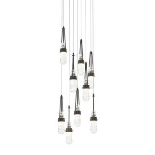 Hubbardton Forge - 131100-SKT-LONG-10-YJ0434 - Link 9-Light Blown Glass Pendant - Link - Black