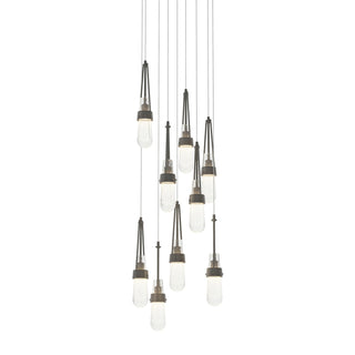Hubbardton Forge - 131100-SKT-LONG-20-YG0434 - Link 9-Light Blown Glass Pendant - Link - Natural Iron