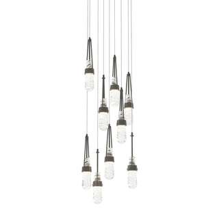 Hubbardton Forge - 131100-SKT-LONG-20-YJ0434 - Link 9-Light Blown Glass Pendant - Link - Natural Iron