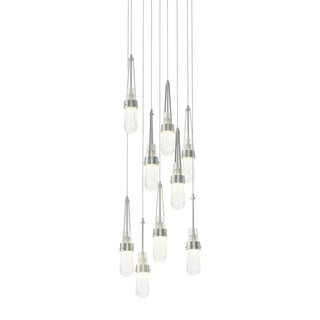 Hubbardton Forge - 131100-SKT-LONG-82-YG0434 - Link 9-Light Blown Glass Pendant - Link - Vintage Platinum