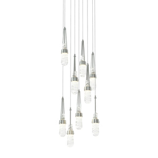 Hubbardton Forge - 131100-SKT-LONG-82-YJ0434 - Link 9-Light Blown Glass Pendant - Link - Vintage Platinum