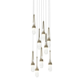Hubbardton Forge - 131100-SKT-LONG-84-YJ0434 - Link 9-Light Blown Glass Pendant - Link - Soft Gold