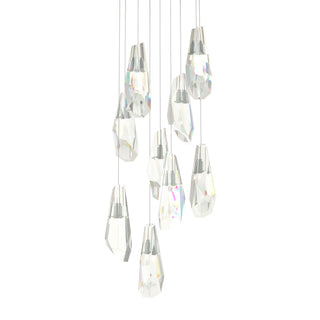 Hubbardton Forge - 131101-SKT-LONG-82-CR - Luma 9-Light Large Crystal Pendant - Luma - Vintage Platinum