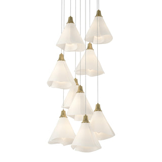 Hubbardton Forge - 131102-SKT-LONG-86-SH1987 - Mobius 9-Light Pendant - Mobius - Modern Brass