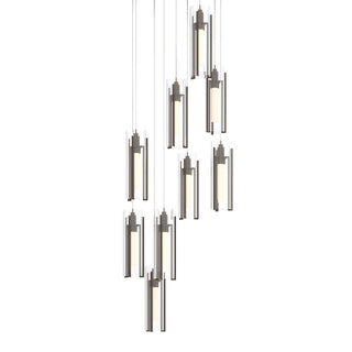 Hubbardton Forge - 131104-SKT-LONG-05-ZM0065 - Exos Glass 9-Light Pendant - Exos Glass - Bronze