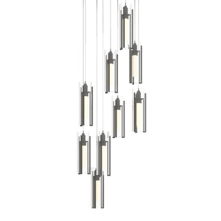 Hubbardton Forge - 131104-SKT-LONG-20-ZM0065 - Exos Glass 9-Light Pendant - Exos Glass - Natural Iron