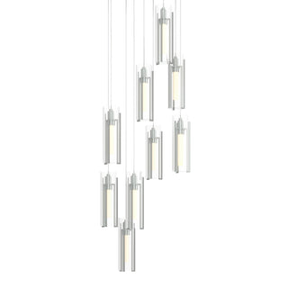 Hubbardton Forge - 131104-SKT-LONG-82-ZM0065 - Exos Glass 9-Light Pendant - Exos Glass - Vintage Platinum