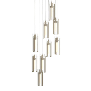 Hubbardton Forge - 131104-SKT-LONG-84-ZM0065 - Exos Glass 9-Light Pendant - Exos Glass - Soft Gold