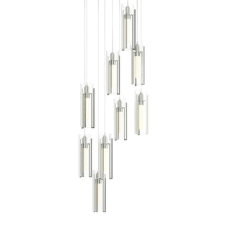 Hubbardton Forge - 131104-SKT-LONG-85-ZM0065 - Exos Glass 9-Light Pendant - Exos Glass - Sterling