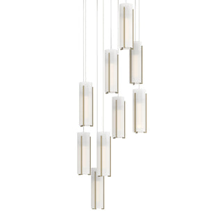 Hubbardton Forge - 131104-SKT-LONG-86-GG0065 - Exos Glass 9-Light Pendant - Exos Glass - Modern Brass