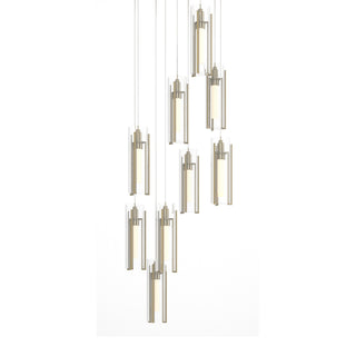 Hubbardton Forge - 131104-SKT-LONG-86-ZM0065 - Exos Glass 9-Light Pendant - Exos Glass - Modern Brass