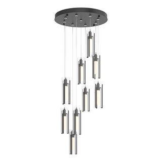 Hubbardton Forge - 131104-SKT-STND-10-ZM0065 - Exos Glass 9-Light Pendant - Exos Glass - Black