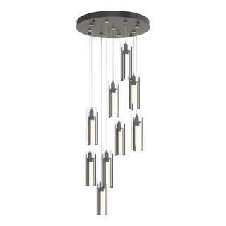 Hubbardton Forge - 131104-SKT-STND-20-ZM0065 - Exos Glass 9-Light Pendant - Exos Glass - Natural Iron