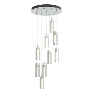 Hubbardton Forge - 131104-SKT-STND-82-ZM0065 - Exos Glass 9-Light Pendant - Exos Glass - Vintage Platinum