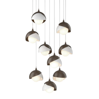 Hubbardton Forge - 131105-SKT-LONG-05-02-GG0711 - Brooklyn 9-Light Double Shade Pendant - Brooklyn - Bronze