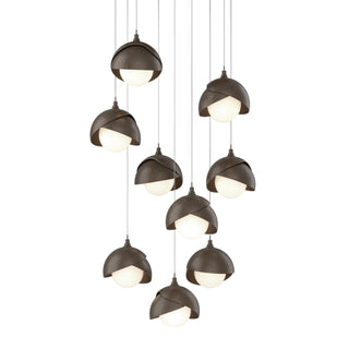 Hubbardton Forge - 131105-SKT-LONG-05-05-GG0711 - Brooklyn 9-Light Double Shade Pendant - Brooklyn - Bronze