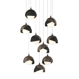 Hubbardton Forge - 131105-SKT-LONG-05-10-GG0711 - Brooklyn 9-Light Double Shade Pendant - Brooklyn - Bronze