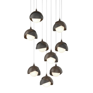 Hubbardton Forge - 131105-SKT-LONG-05-20-GG0711 - Brooklyn 9-Light Double Shade Pendant - Brooklyn - Bronze
