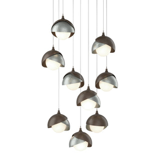 Hubbardton Forge - 131105-SKT-LONG-05-82-GG0711 - Brooklyn 9-Light Double Shade Pendant - Brooklyn - Bronze