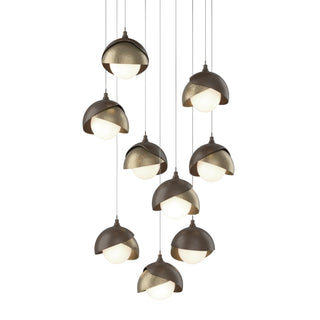 Hubbardton Forge - 131105-SKT-LONG-05-84-GG0711 - Brooklyn 9-Light Double Shade Pendant - Brooklyn - Bronze