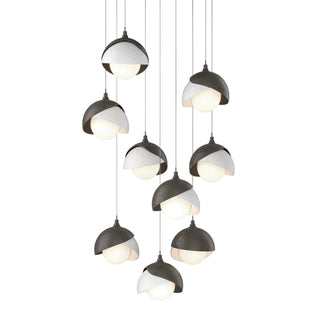 Hubbardton Forge - 131105-SKT-LONG-07-02-GG0711 - Brooklyn 9-Light Double Shade Pendant - Brooklyn - Dark Smoke