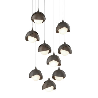 Hubbardton Forge - 131105-SKT-LONG-07-05-GG0711 - Brooklyn 9-Light Double Shade Pendant - Brooklyn - Dark Smoke