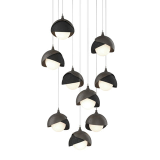Hubbardton Forge - 131105-SKT-LONG-07-10-GG0711 - Brooklyn 9-Light Double Shade Pendant - Brooklyn - Dark Smoke