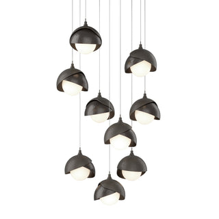 Hubbardton Forge - 131105-SKT-LONG-07-14-GG0711 - Brooklyn 9-Light Double Shade Pendant - Brooklyn - Dark Smoke
