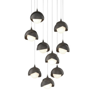 Hubbardton Forge - 131105-SKT-LONG-07-20-GG0711 - Brooklyn 9-Light Double Shade Pendant - Brooklyn - Dark Smoke