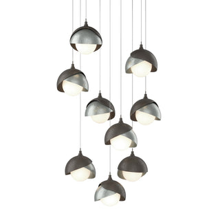 Hubbardton Forge - 131105-SKT-LONG-07-82-GG0711 - Brooklyn 9-Light Double Shade Pendant - Brooklyn - Dark Smoke