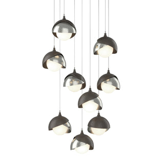 Hubbardton Forge - 131105-SKT-LONG-07-85-GG0711 - Brooklyn 9-Light Double Shade Pendant - Brooklyn - Dark Smoke