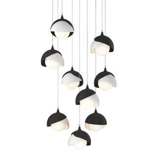 Hubbardton Forge - 131105-SKT-LONG-10-02-GG0711 - Brooklyn 9-Light Double Shade Pendant - Brooklyn - Black