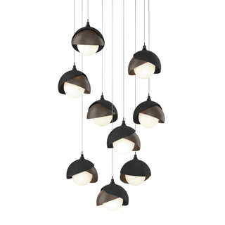Hubbardton Forge - 131105-SKT-LONG-10-05-GG0711 - Brooklyn 9-Light Double Shade Pendant - Brooklyn - Black