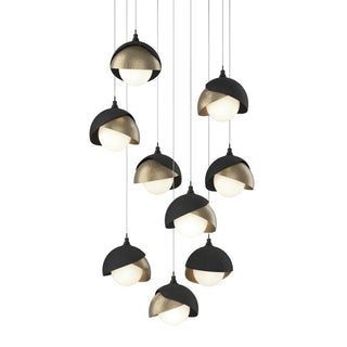 Hubbardton Forge - 131105-SKT-LONG-10-84-GG0711 - Brooklyn 9-Light Double Shade Pendant - Brooklyn - Black