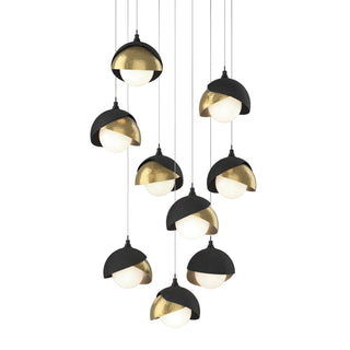Hubbardton Forge - 131105-SKT-LONG-10-86-GG0711 - Brooklyn 9-Light Double Shade Pendant - Brooklyn - Black