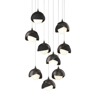 Hubbardton Forge - 131105-SKT-LONG-14-10-GG0711 - Brooklyn 9-Light Double Shade Pendant - Brooklyn - Oil Rubbed Bronze