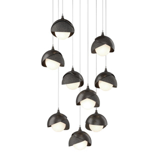 Hubbardton Forge - 131105-SKT-LONG-14-20-GG0711 - Brooklyn 9-Light Double Shade Pendant - Brooklyn - Oil Rubbed Bronze