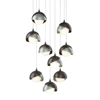 Hubbardton Forge - 131105-SKT-LONG-14-82-GG0711 - Brooklyn 9-Light Double Shade Pendant - Brooklyn - Oil Rubbed Bronze