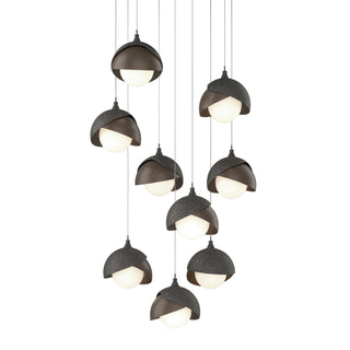 Hubbardton Forge - 131105-SKT-LONG-20-05-GG0711 - Brooklyn 9-Light Double Shade Pendant - Brooklyn - Natural Iron
