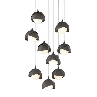 Hubbardton Forge - 131105-SKT-LONG-20-07-GG0711 - Brooklyn 9-Light Double Shade Pendant - Brooklyn - Natural Iron