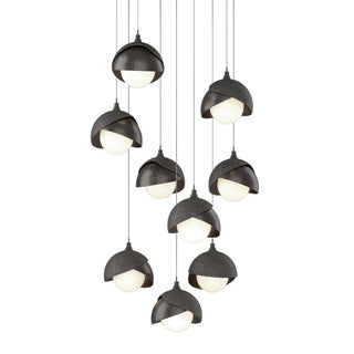 Hubbardton Forge - 131105-SKT-LONG-20-14-GG0711 - Brooklyn 9-Light Double Shade Pendant - Brooklyn - Natural Iron