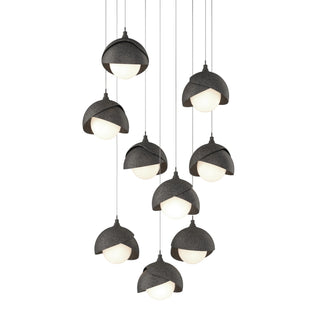 Hubbardton Forge - 131105-SKT-LONG-20-20-GG0711 - Brooklyn 9-Light Double Shade Pendant - Brooklyn - Natural Iron
