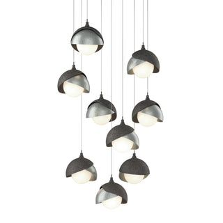 Hubbardton Forge - 131105-SKT-LONG-20-82-GG0711 - Brooklyn 9-Light Double Shade Pendant - Brooklyn - Natural Iron